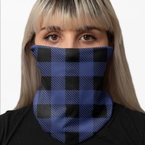 Black and Blue Lumberjack Plaid Neck Gaiter